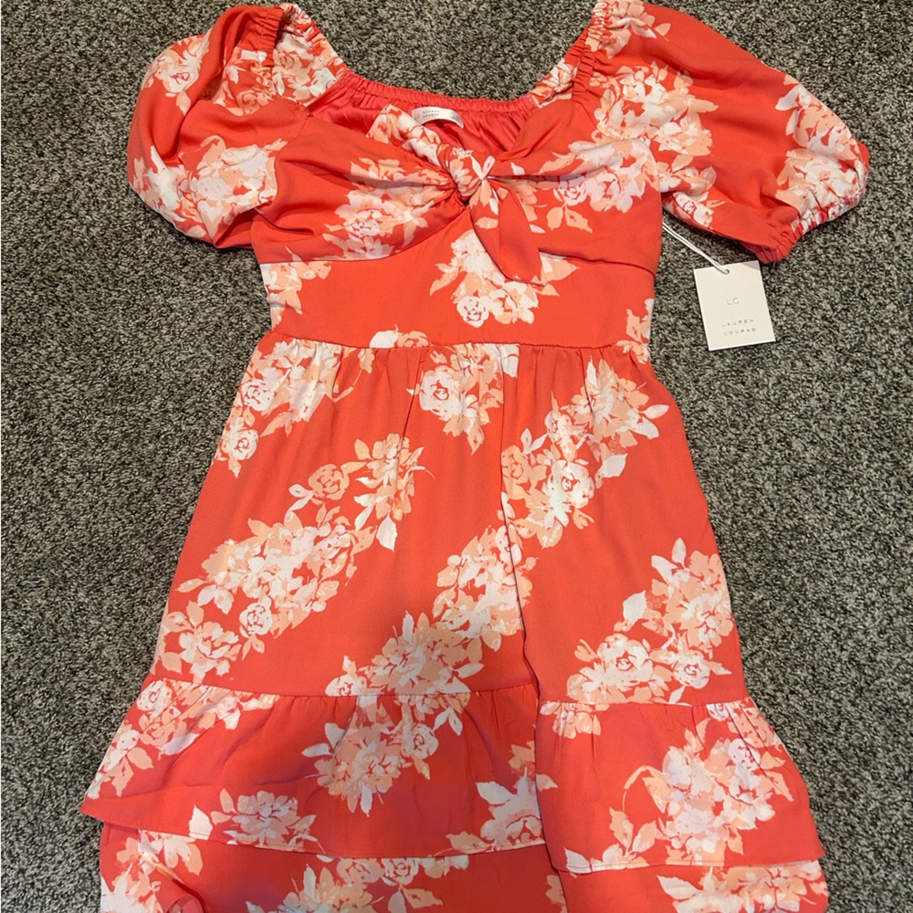 LC Lauren Conrad Coral Floral Dress